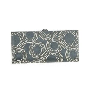 Lodis Women’s X Long Wallet Clutch Gray Suede Leather  10” X 5” Elegant Clutch